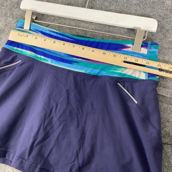 Athleta Skort Small Navy Blue Mini Grenadine Airbrush Relay Lines Mid Rise Lined - Picture 7 of 11